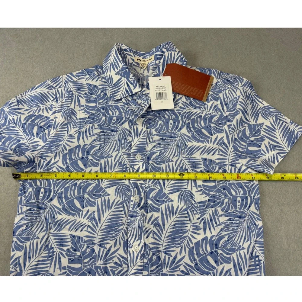NWT Appaman Boys short sleeve button‎ up size 16 Blue Palms